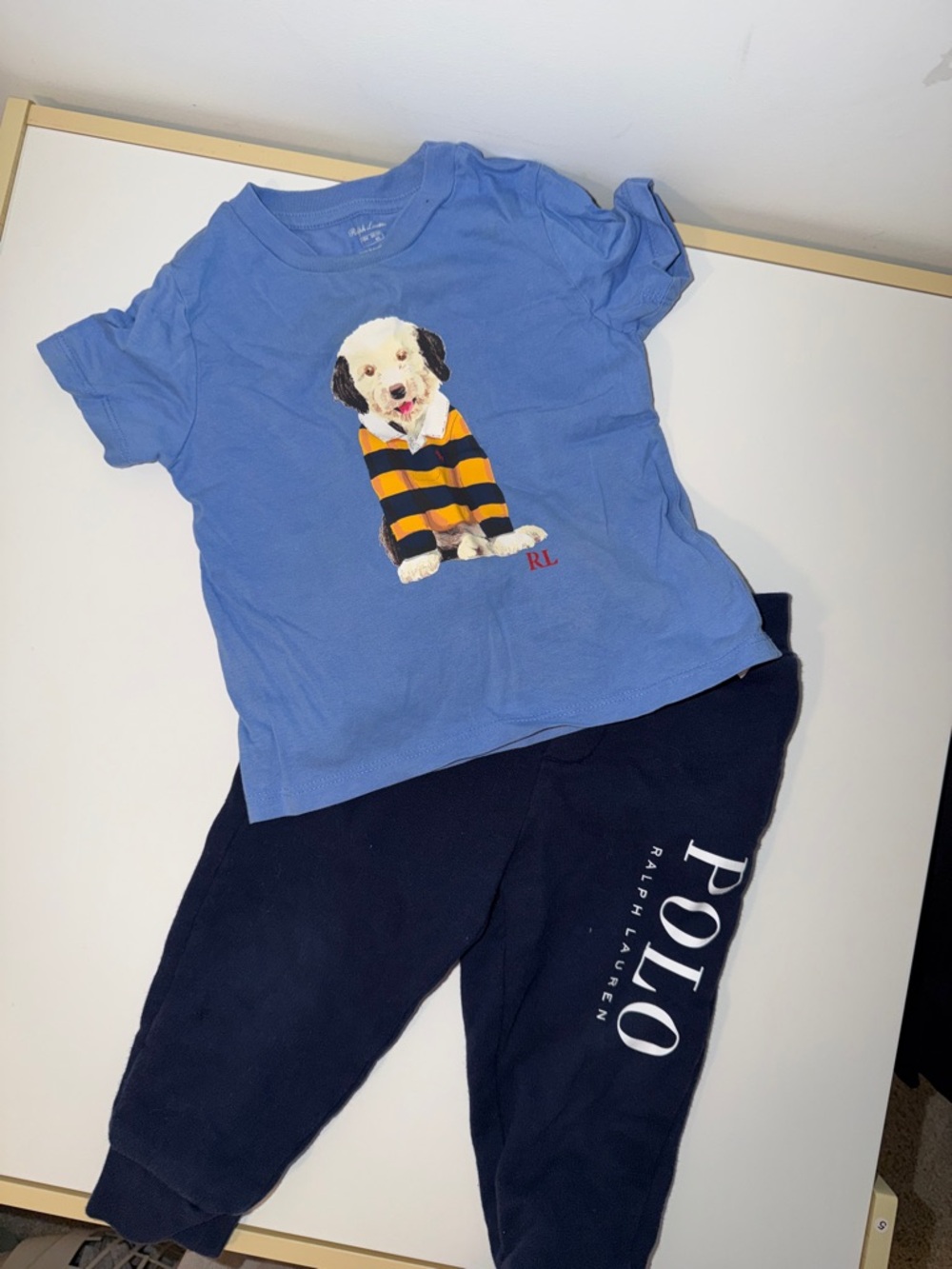 Polo by Ralph Lauren Blue Tee & Navy Joggers Kids Matching Set